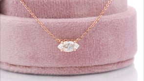 Marquise Moissanite 14k rose gold prong set Pendant Necklace, ready to ship