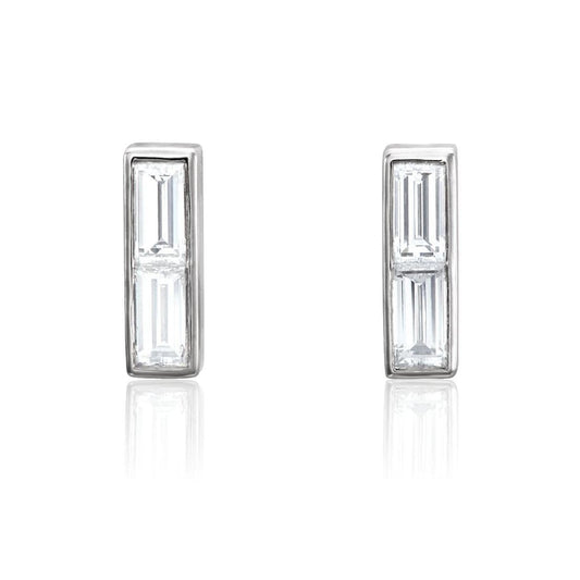 1/2CTW Baguette Diamond Bezel Set Bar Stud Earrings Earrings by Nodeform