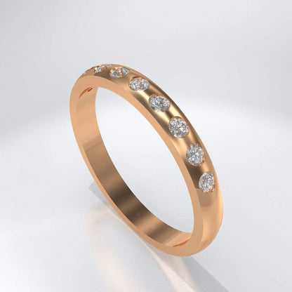 Narrow 12 Moissanite Flush Set Wedding Ring 2.5mm / 14k Rose Gold Ring by Nodeform