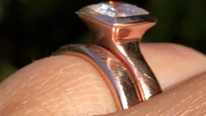 Cushion Moissanite Bezel Engagement Ring and Wedding Band Bridal Set