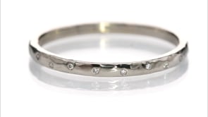 Thin Diamond Wedding Ring Hammered Texture 14kPD White Gold Wedding Band, Ready to Ship, Size 7 to 10