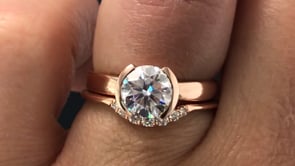 Round Brilliant Moissanite Modified Tension Solitaire Engagement Ring
