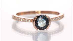 Chatham Alexandrite Half Bezel Diamond Pave Engagement Ring