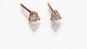 Tiny Gray Salt & Pepper Diamond Prong Set Stud Earrings (Pair)