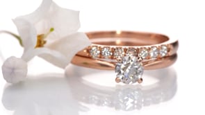 Old European Cut Moissanite  14k Rose Gold Julia Solitaire Engagement Ring, size 4 to 9