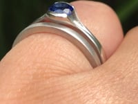 Lab Created 5mm Round Blue Sapphire Half Bezel Fold Solitaire Ring in Sterling Silver, Ready to Ship