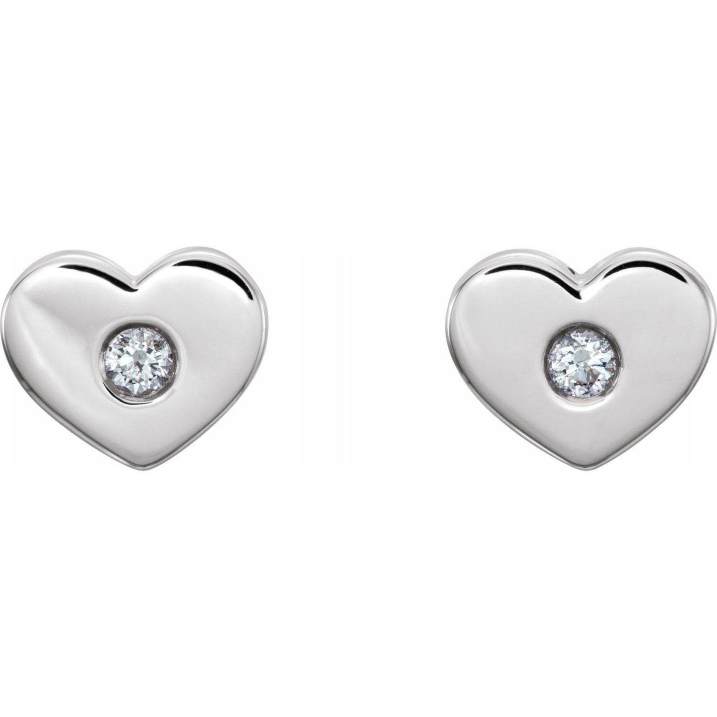 14k Gold Heart Stud Earring with Diamond Accent 14k White Gold Earrings by Nodeform