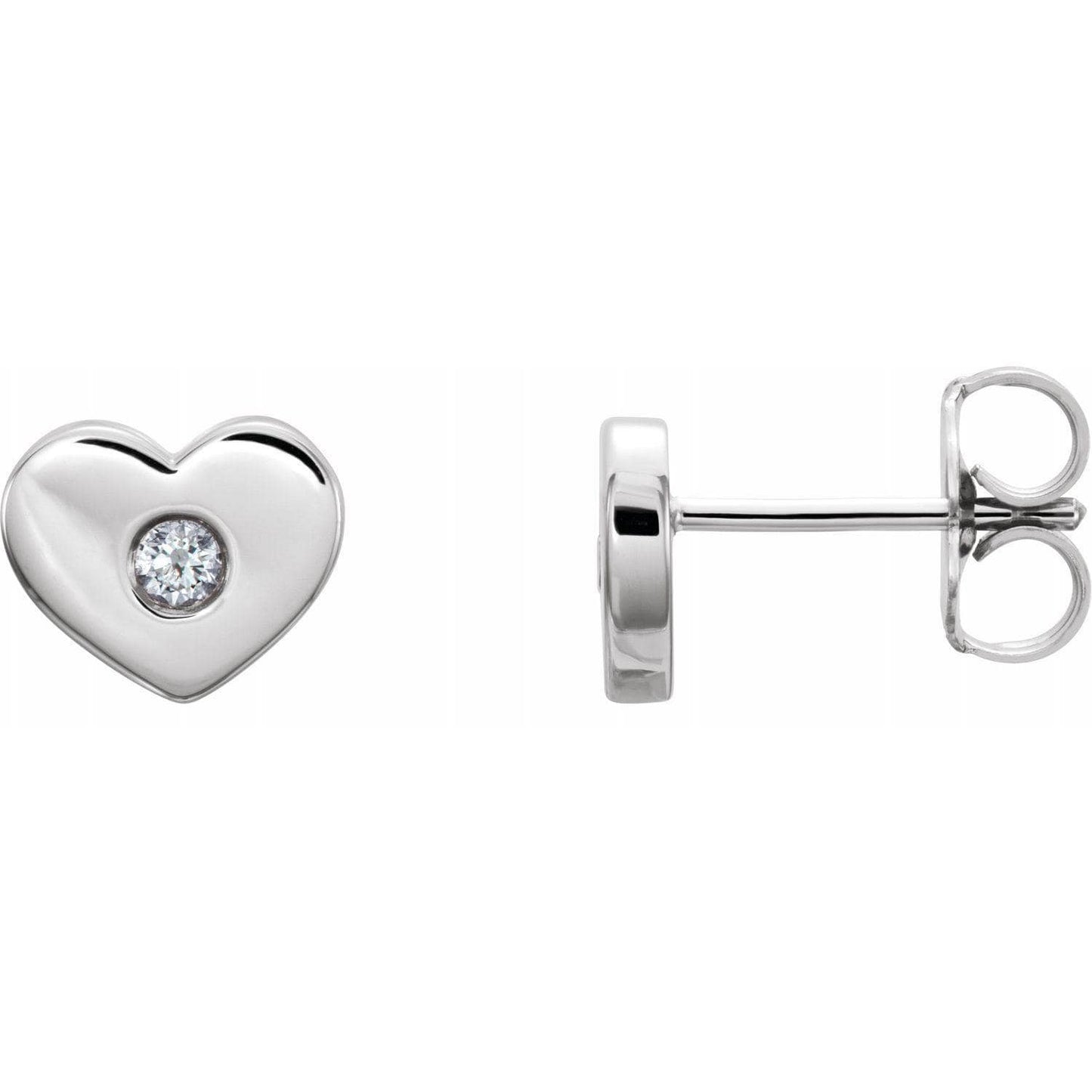 14k Gold Heart Stud Earring with Diamond Accent Earrings by Nodeform