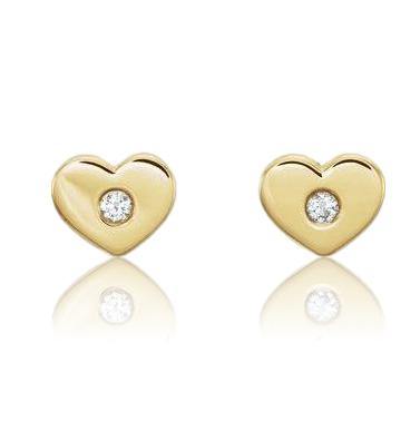 14k Gold Heart Stud Earring with Diamond Accent Earrings by Nodeform