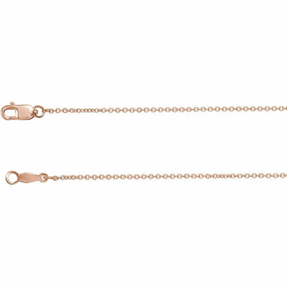14k Solid Gold Plain 1mm Cable Chain 16" Lenght / 14k Rose Gold Necklace / Pendant by Nodeform