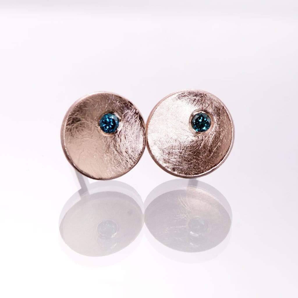 Small Concave Round Simple Teal Blue Diamond Studs Earrings Earrings by Nodeform