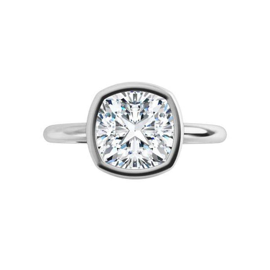 Emma Bezel Set Solitaire Engagement Ring - Setting only cushion cut 