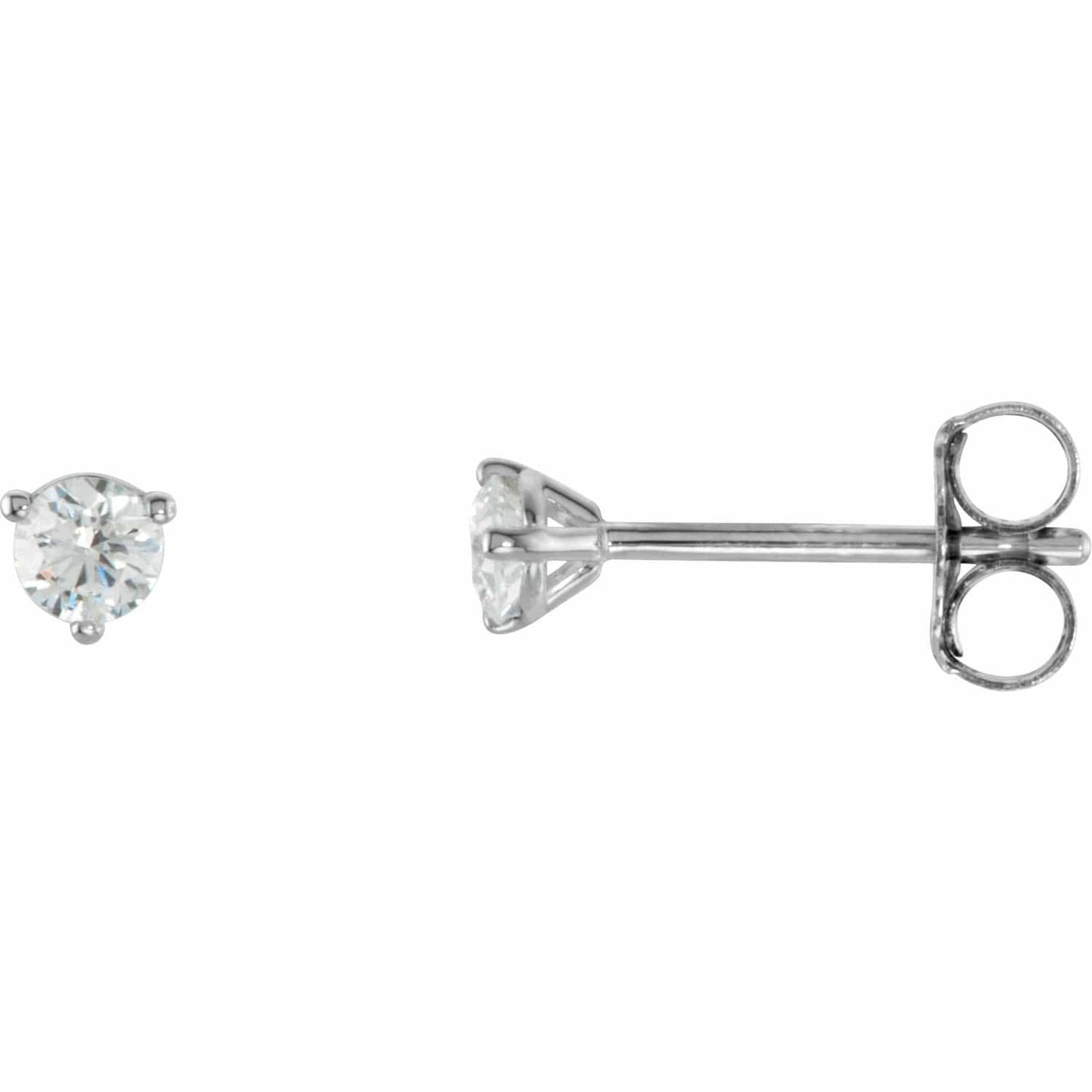 Tiny Gray Salt & Pepper Diamond Prong Set Stud Earrings (Pair) 14k White Gold Earrings by Nodeform