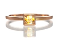 Orange Square Montana Sapphire Martini Bezel Skinny 14k rose gold Stacking Solitaire Ring, Ready To Ship