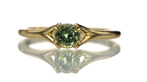 Green Sapphire Double Prong Solitaire Engagement Ring