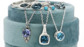 Round Swiss Blue Topaz Sterling Silver Slide Pendant Necklace {Ready to Ship}