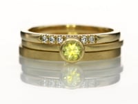 4mm Green Montana Sapphire Martini Bezel Skinny 14k yellow gold Stacking Solitaire Ring, Ready To Ship, size 4-9