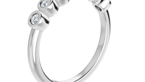 Beverly Anniversary Band Bezel Diamond, Sapphire or Moissanite Stacking Wedding Ring