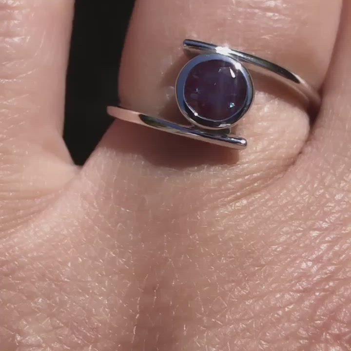 Lab-created Alexandrite Bezel Bypass Solitaire Engagement Ring