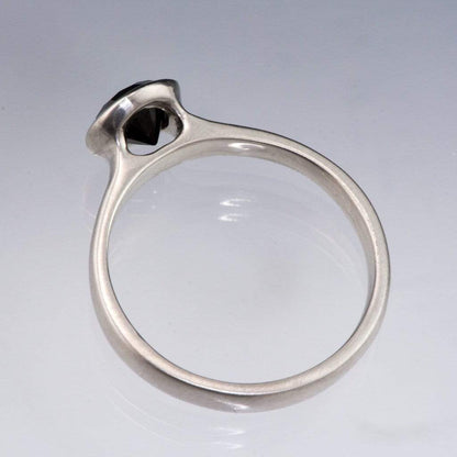 Round Black Diamond Peekaboo Bezel Solitaire Engagement Ring Ring by Nodeform