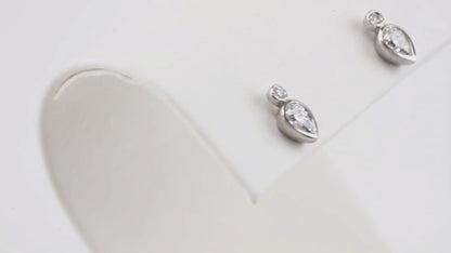 1/3 CTW Pear Diamond Bezel Set Stud Earrings