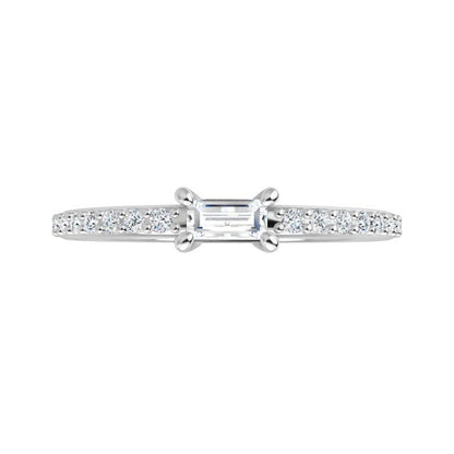 Baguette Lab Diamond or Moissanite Accented Stacking Promise Ring