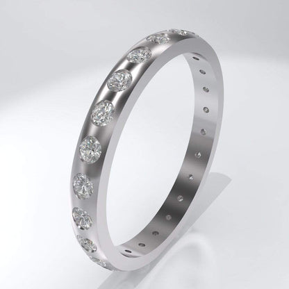 Narrow Moissanite or Diamond Flush Set Eternity Wedding Ring 2.5mm / 18kPD White Gold / Moissanites Ring by Nodeform