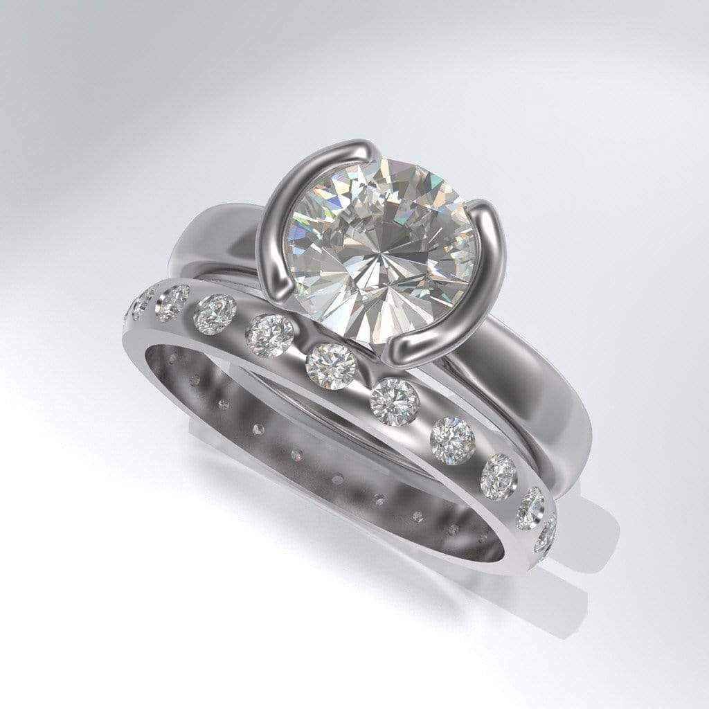 Narrow Moissanite or Diamond Flush Set Eternity Wedding Ring Ring by Nodeform