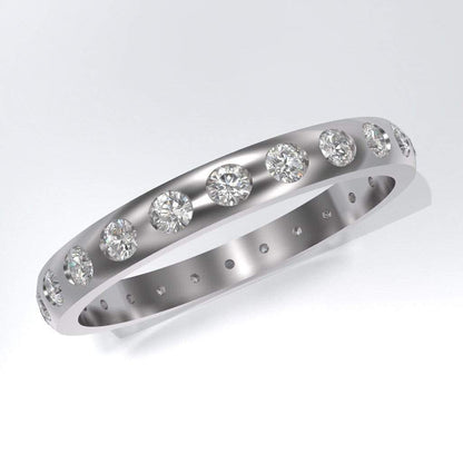 Narrow Moissanite or Diamond Flush Set Eternity Wedding Ring Ring by Nodeform