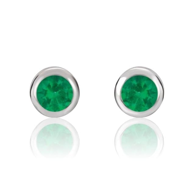 4mm Round Lab Emerald Bezel Stud Earrings Earrings by Nodeform