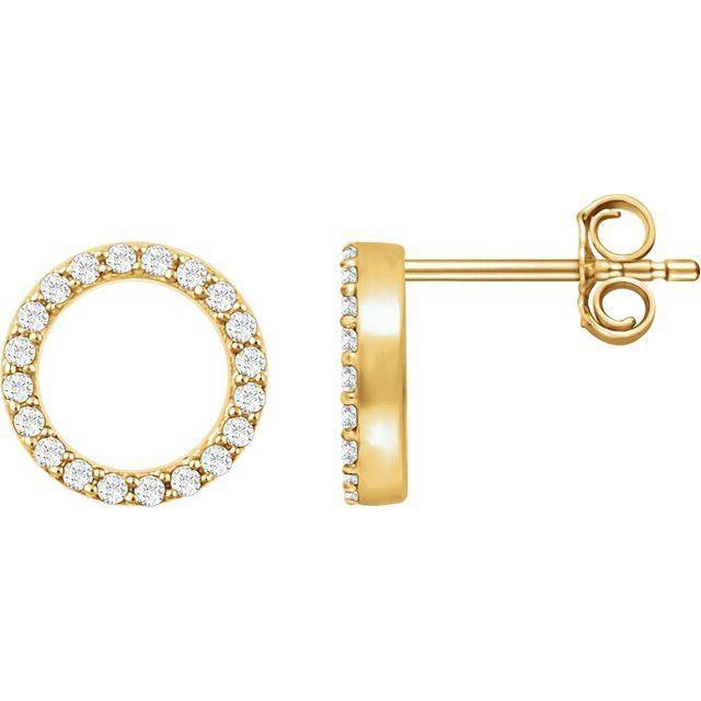 Geometric Diamond Circle Studs Earrings 14k Yellow Gold Earrings by Nodeform