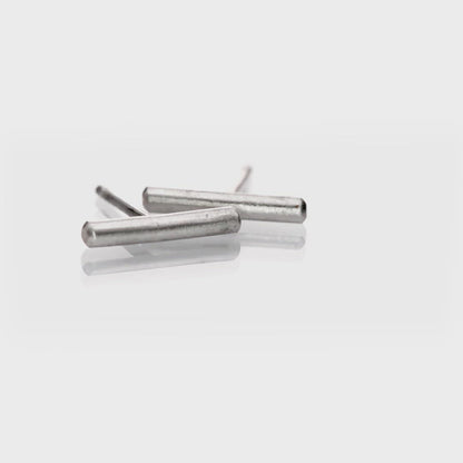 Simple Satin-brushed Sterling Silver Bar Studs Earrings, Ready to Ship
