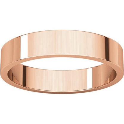 Wide Flat Modern Simple Wedding Band 14k Rose Gold / 4mm Ring by Nodeform