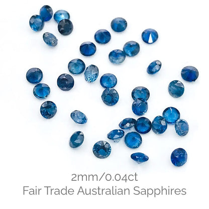 Flush Set Blue Sapphire Accent Add-on 2.00mm/0.04ct Fair Trade Royal Blue Australian Sapphire, A-Grade Custom work by Nodeform