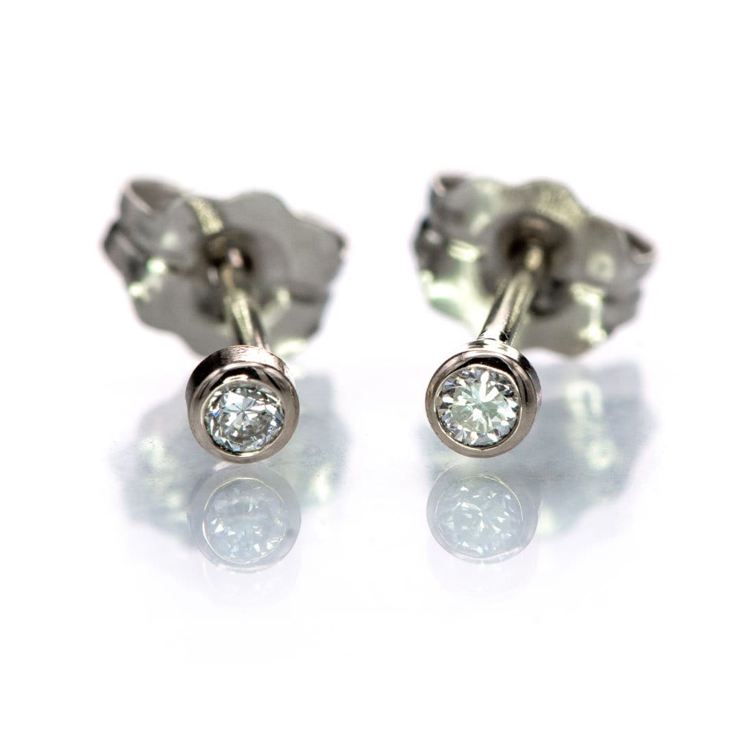 Tiny Bezel Set  Diamond Micro Stud Earrings Earrings by Nodeform
