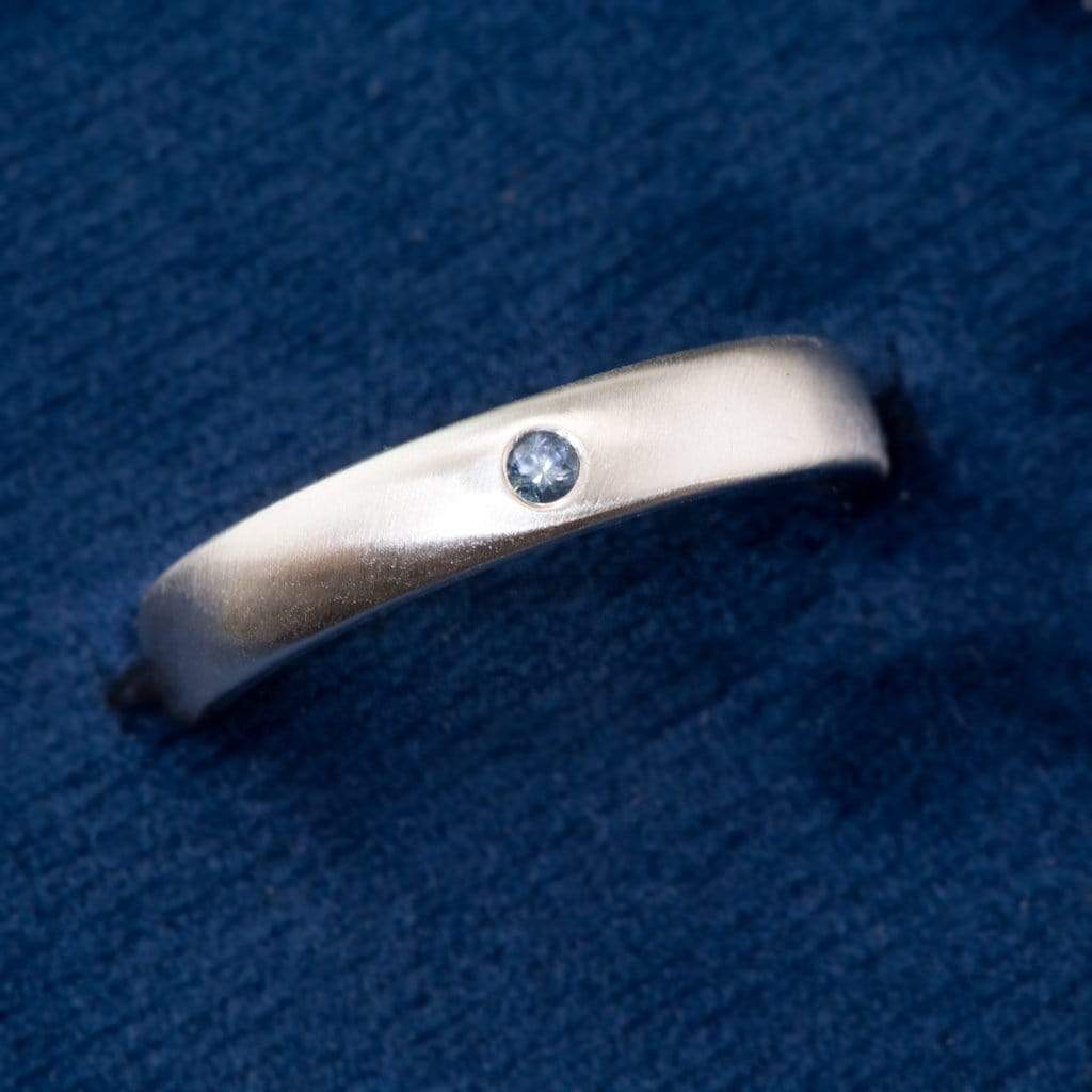 Domed Wedding Band with Flush set Montana Sapphire Ring by Nodeform