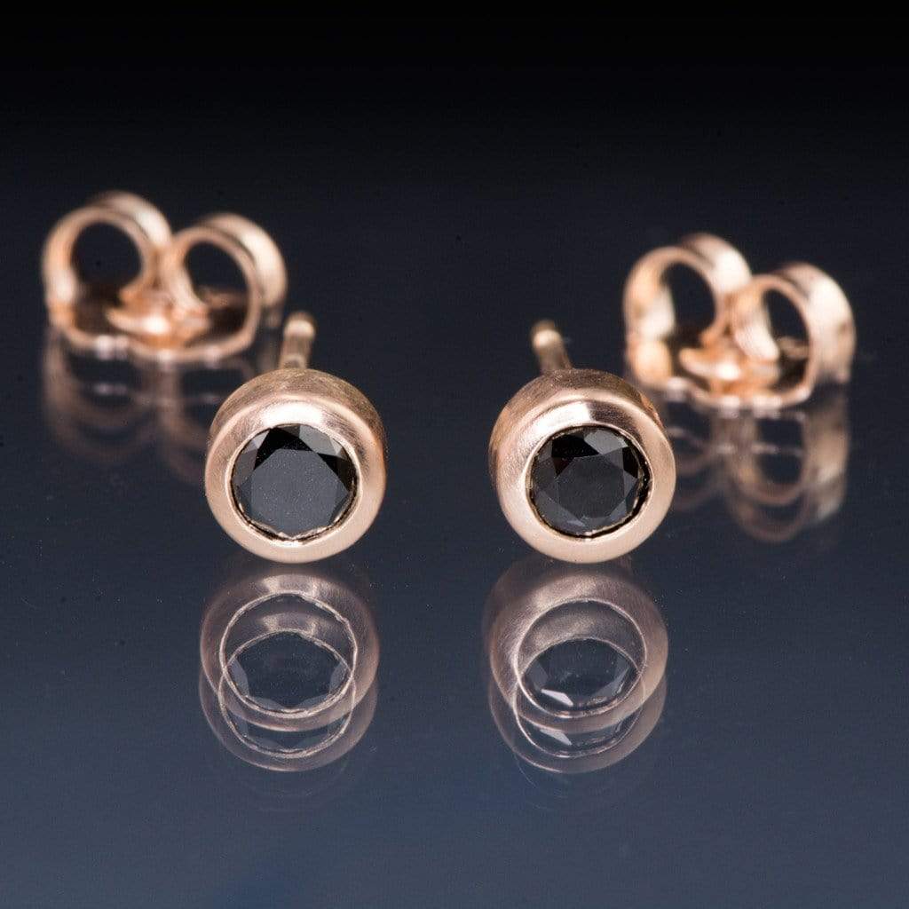 Black Diamond Bezel Set Stud Earrings Earrings by Nodeform