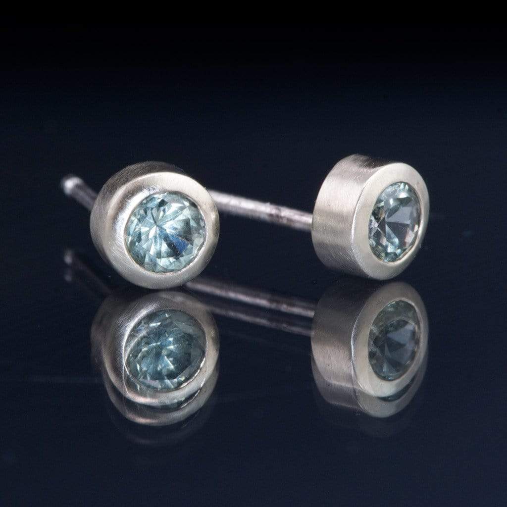 Light Green Montana Sapphire Bezel Stud Earrings Earrings by Nodeform