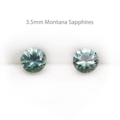 Fair Trade Blue-Green Montana Sapphire Bezel Stud Earrings With Moissanite Accents Earrings by Nodeform