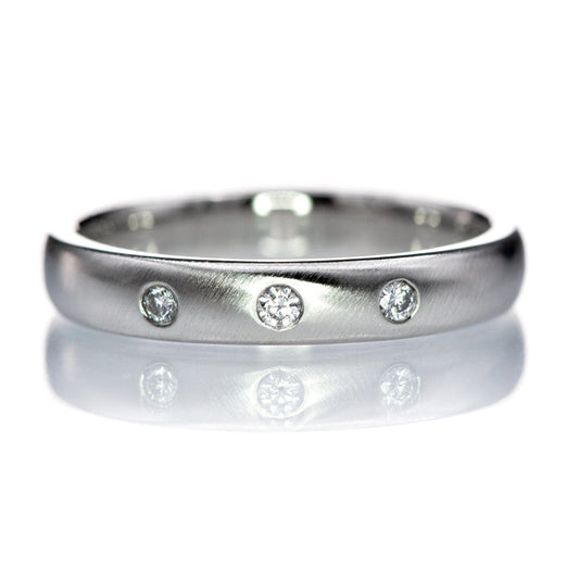 Narrow 3 Diamond Domed Wedding Ring Ring by Nodeform