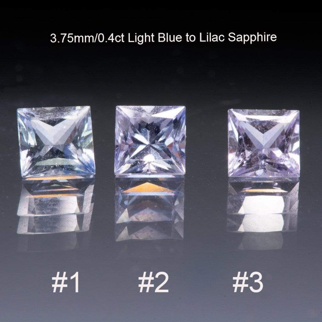 Light Blue to Lilac Sapphire Engagement Ring Princess Cut Bezel Solitaire Ring by Nodeform