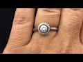 Round Bezel Set Moissanite & Diamond Halo Cathedral Engagement Ring Ring by Nodeform