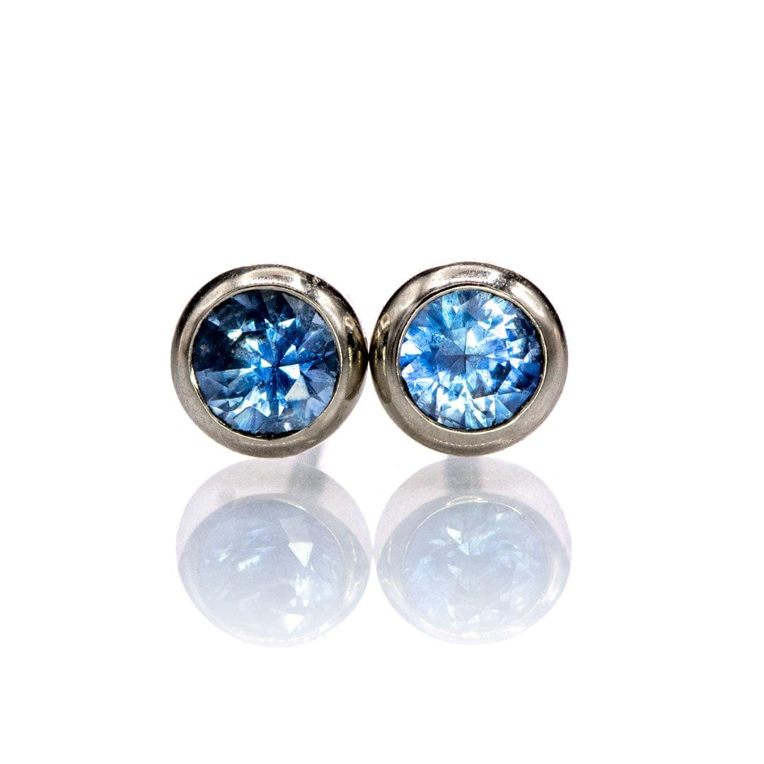 3mm Blue Montana Sapphire 14k White Gold Martini Bezel Stud Earrings Earrings by Nodeform
