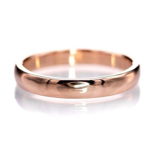 Narrow Domed Yellow or Rose Gold Wedding Band, 2-4mm Width 14k Rose Gold / 3mm wide Ring by Nodeform