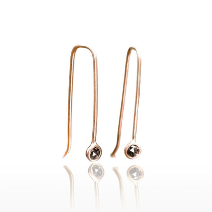 Dark Gray Salt & Pepper Diamond Bezel Set 14k Gold Earrings 14k Rose Gold Earrings by Nodeform