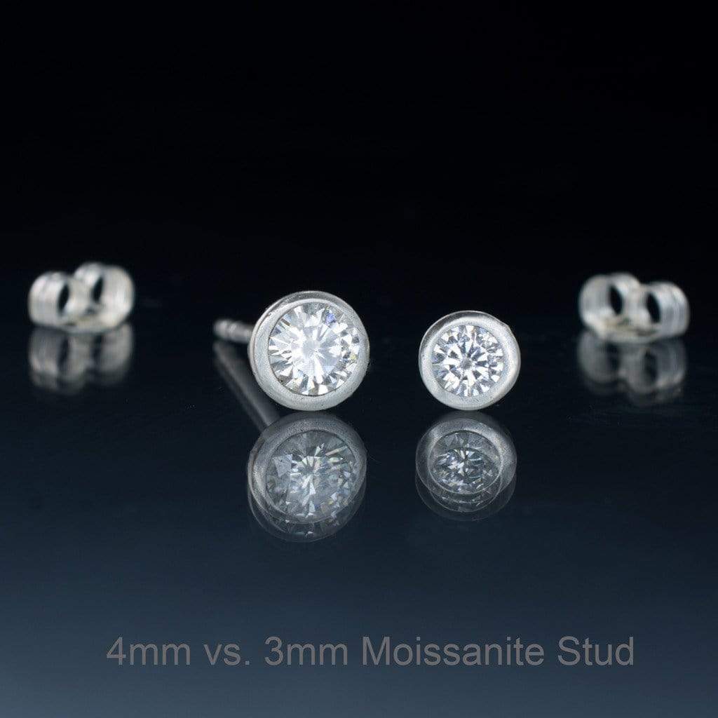 Round Brilliant Cut Moissanite Bezel Stud Earrings Earrings by Nodeform