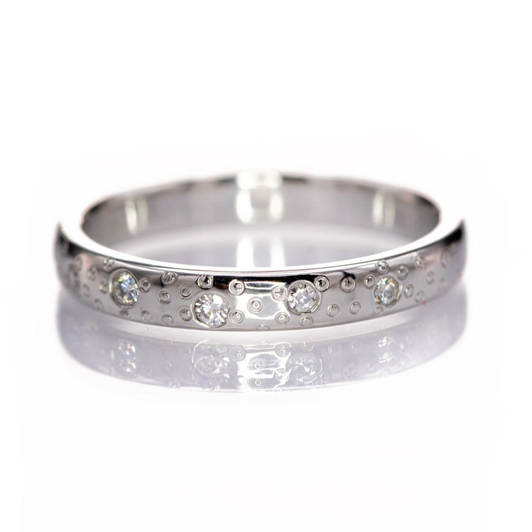 Moissanite Star Dust Wedding Ring 3mm / Sterling Silver Ring by Nodeform