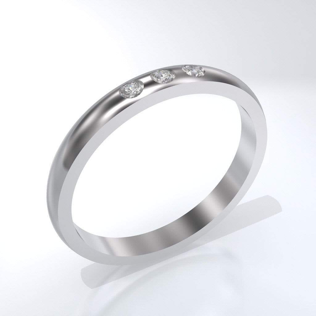 Narrow 3 White Sapphire Wedding Ring Ring by Nodeform