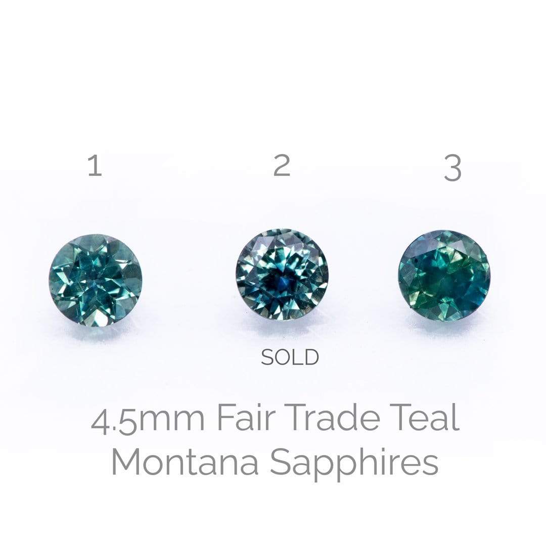 Fair Trade Teal / Blue Montana Sapphire Tulip Half Bezel Solitaire Engagement Ring Ring by Nodeform