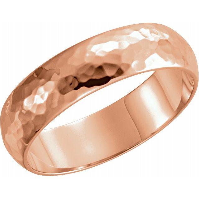 Wide Hammered Domed Wedding Band 14k Rose Gold / 4mm Ring by Nodeform